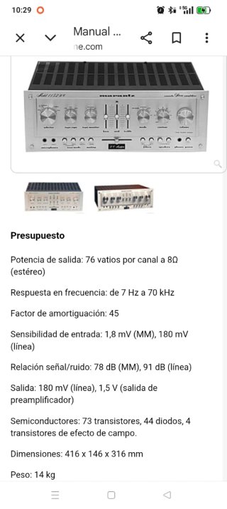 Amplificador Vintage Marantz 1152 DC Plata
