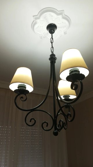 Lámpara de techo  tres luces forja