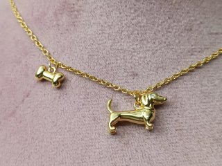 Collar perro salchicha bañado en oro