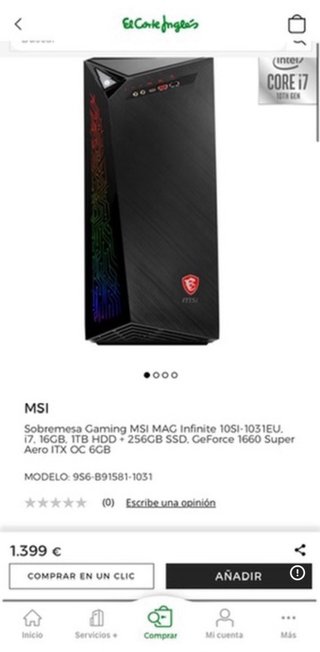 PC Gaming MSI Negro