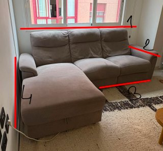 Sofá Chaise Longue 4 Plazas Beige