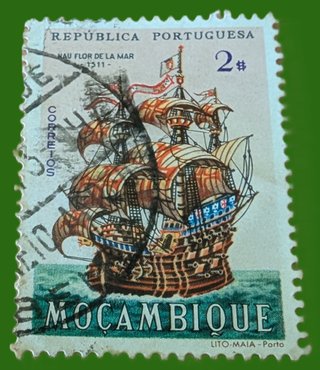 Sello Mozambique Nau Flor de la Mar