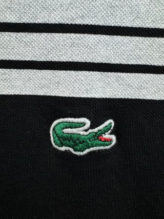 Polo Lacoste Rayas Negro y Blanco