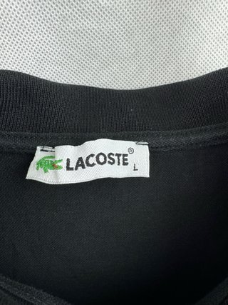 Polo Lacoste Rayas Negro y Blanco