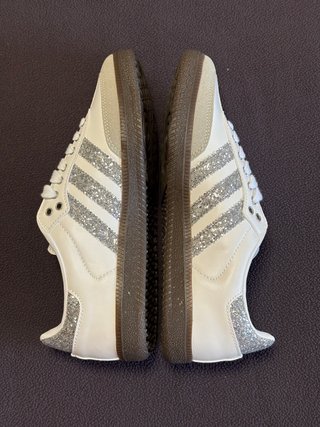 Adidas Samba Glitter Plata y Blanco  39 1/3
