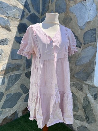Vestido Boho Rosa Empolvado Talla Única