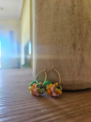Pendientes Aro con Flores Multicolor