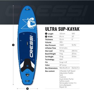 Tabla SUP Hinchable Cressi Ultra 10'8 Azul