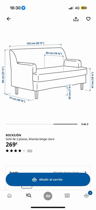 Sofá IKEA 2 plazas beige tela NUEVO