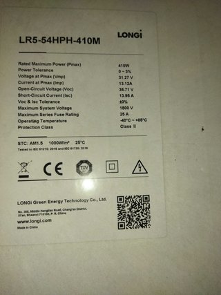 Panel Solar Longi 410W Nuevo
