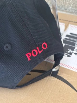 Cappello Polo Ralph Lauren nero logo rosso