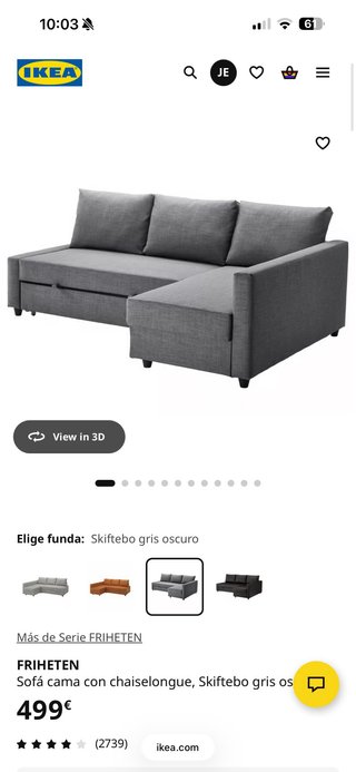 Sofá Cama Ikea Gris Tela