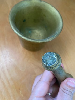 Mortaio Vintage con Pestello in Metallo Pesante
