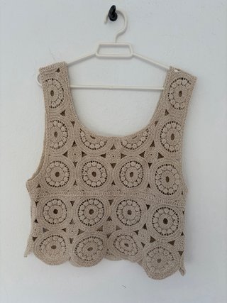 Top Zara Crochet Beige Talla Única