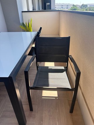 Mesa y 4 Sillas Jardín Cristal Metal