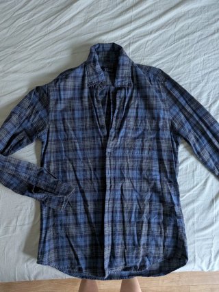 Camisa de cuadros cortefiel azul y gris Talla M