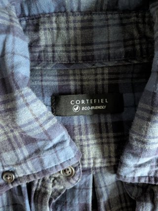 Camisa de cuadros cortefiel azul y gris Talla M