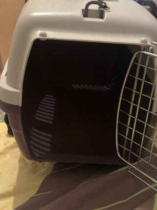 Transportín para mascotas beige y morado