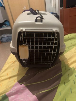 Transportín para mascotas beige y morado