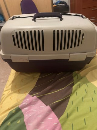Transportín para mascotas beige y morado