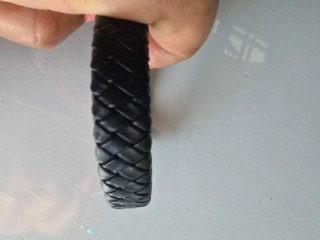 Pulsera Piel Trenzada Negra Cierre acero