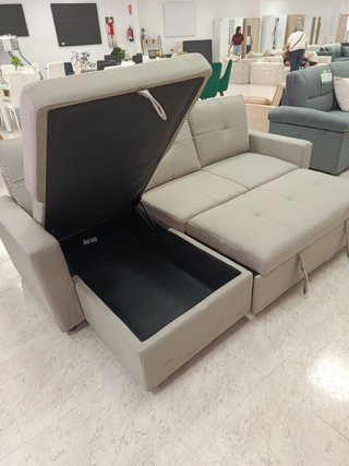 Sofá Cama Chaise Longue Beige 215cm