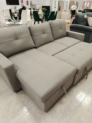 Sofá Cama Chaise Longue Beige 215cm