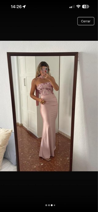 Vestido fiesta/graduación rosa lentejuelas