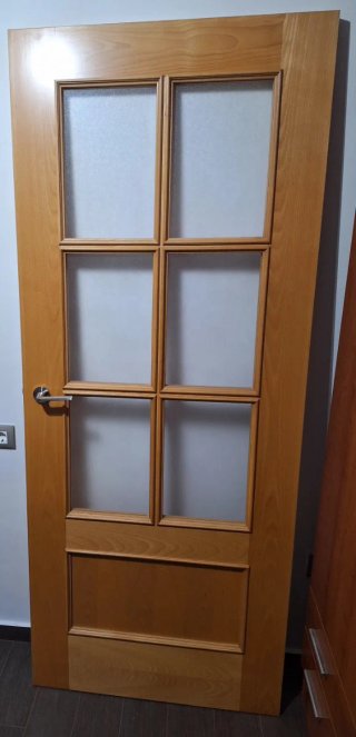 Puerta de salón de madera con cristal 203x82,5