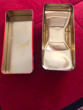 Scatola latta vintage auto Kinder portapenne ￼
