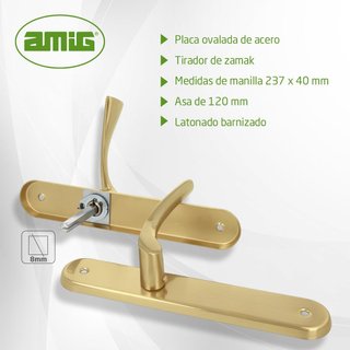 Manillas acero zamak latonado interior