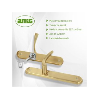Manillas acero zamak latonado interior