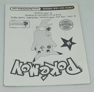 Cromo Pokémon Merlin 1999 Pikachu S6