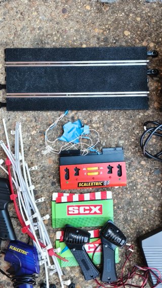 Lote pistas Scalextric curvas rectas y mandos