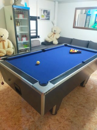Sala de juegos completa: billar, recreativas, dard