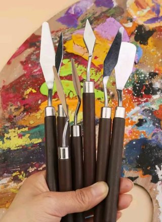 Set 7 spatole per pittura manici legno