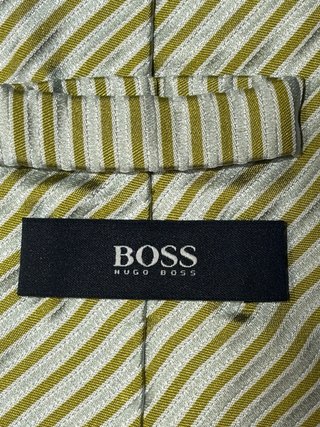 Corbata Boss Rayas Verdes y Blancas