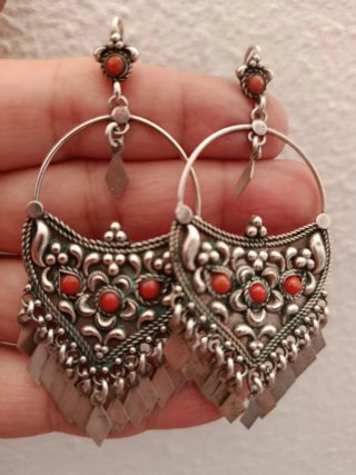 Pendientes Plata Hechos a Mano con Coral