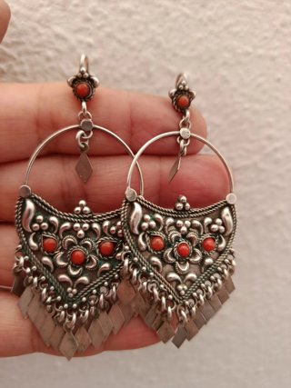 Pendientes Plata Hechos a Mano con Coral