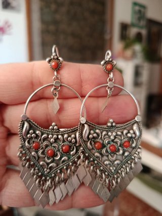 Pendientes Plata Hechos a Mano con Coral