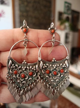 Pendientes Plata Hechos a Mano con Coral