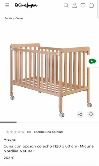 Cuna Micuna 120x60 con colecho con co-sleeping