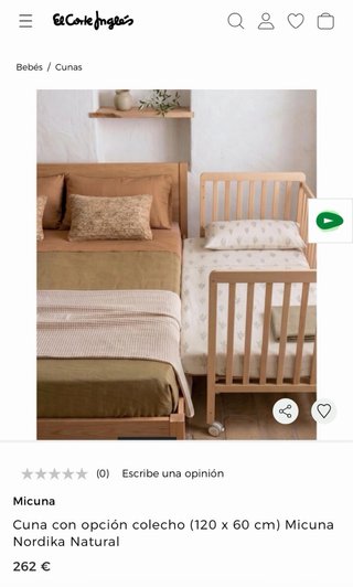 Cuna Micuna 120x60 con colecho con co-sleeping