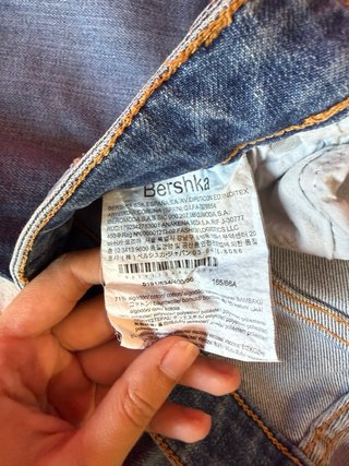 Bershka Skinny Jeans Azules Hilos Tobillo
