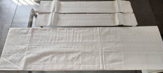 Vecchio lenzuolo matrimoniale in cotone beige