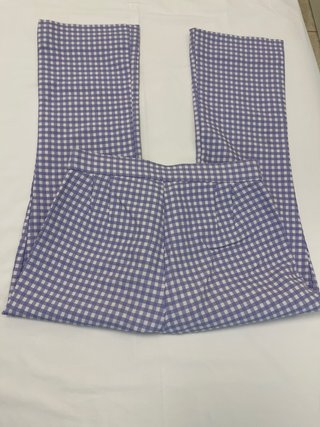 Pantalones Zara Cuadros Morado y Blanco