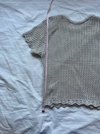 Blusa crochet manga corta beige