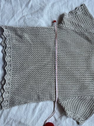 Blusa crochet manga corta beige
