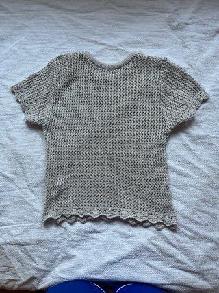 Blusa crochet manga corta beige