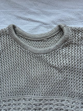 Blusa crochet manga corta beige